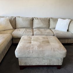 Beige Sectional Sofa Couch Sala Ottoman 