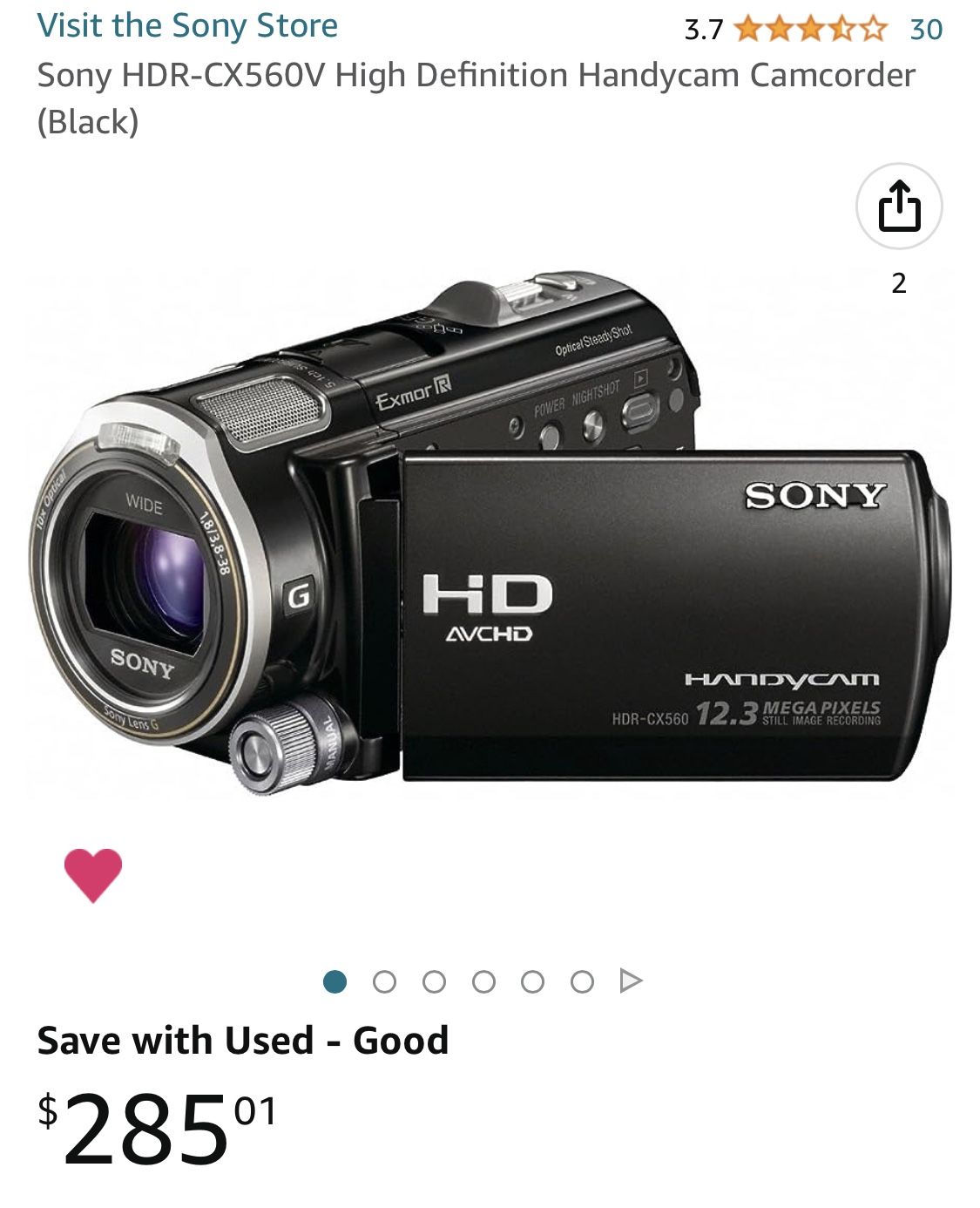 VIDEO CAMERA : Sony HDR-CX560
