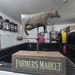 Farmer's Market Metal Cow Weathervane