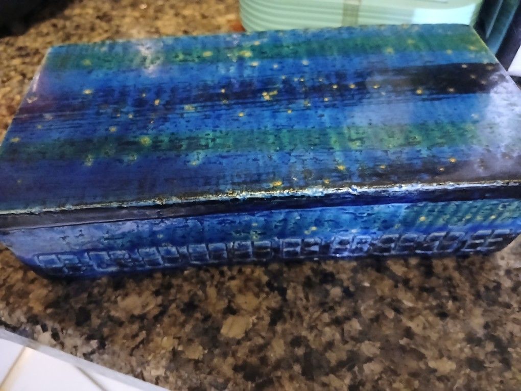 Bitossi Rimini Blue And Green Lidded Box