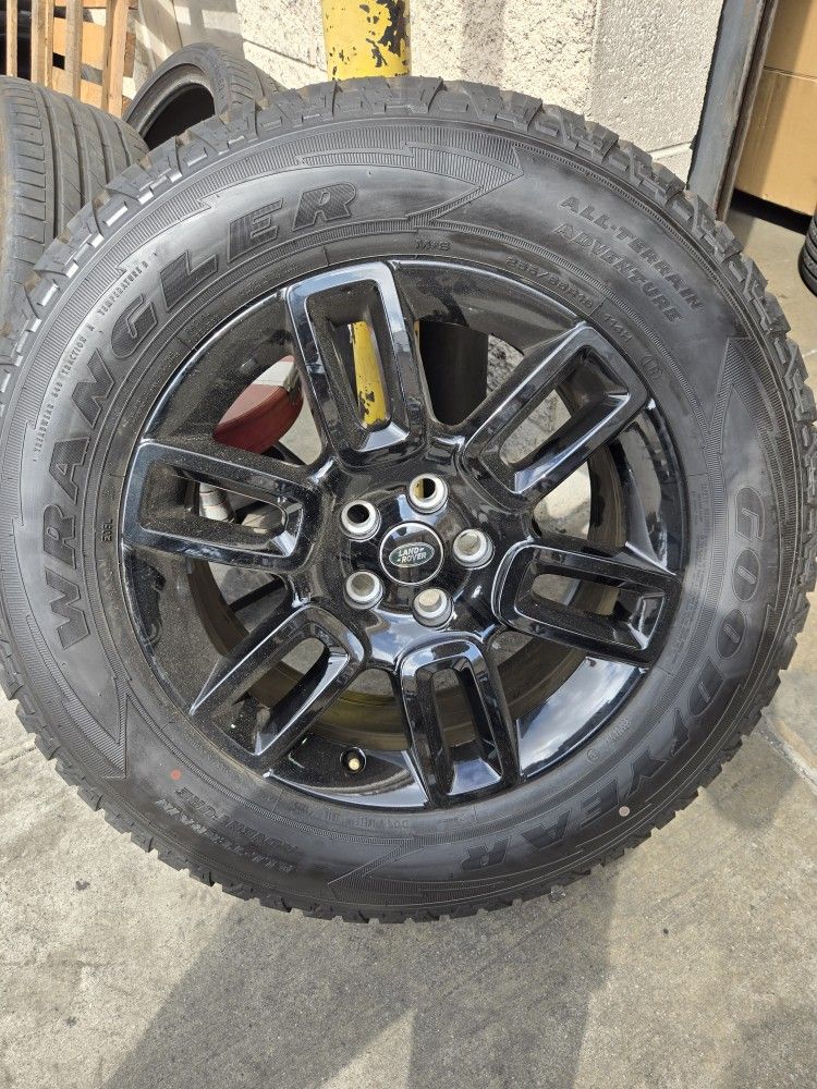 Set 5 Defender Range Rover Black Wheels Rims Tires OEM