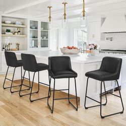 Comfortable Bar Chairs, Modern Counter Stools for Kitchen Counter Island. Black