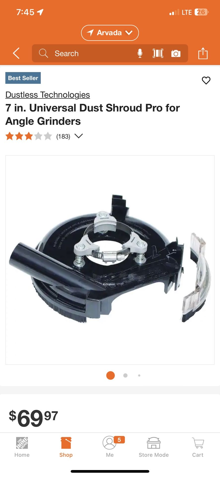 Dustless Technologies 7”-9” In. Universal Dust Shroud Pro for Angle Grinders
