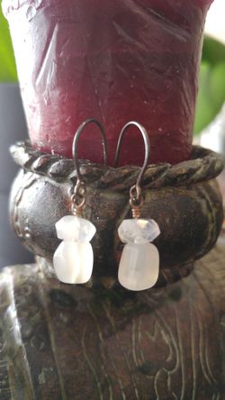 Moonstone and rainbow moonstone silver earrings - handmade! Proceeds go to my daughter's education and also a portion to charity