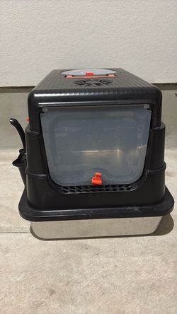 Enclosed Cat Litter Box with Stainless Steel Pan
