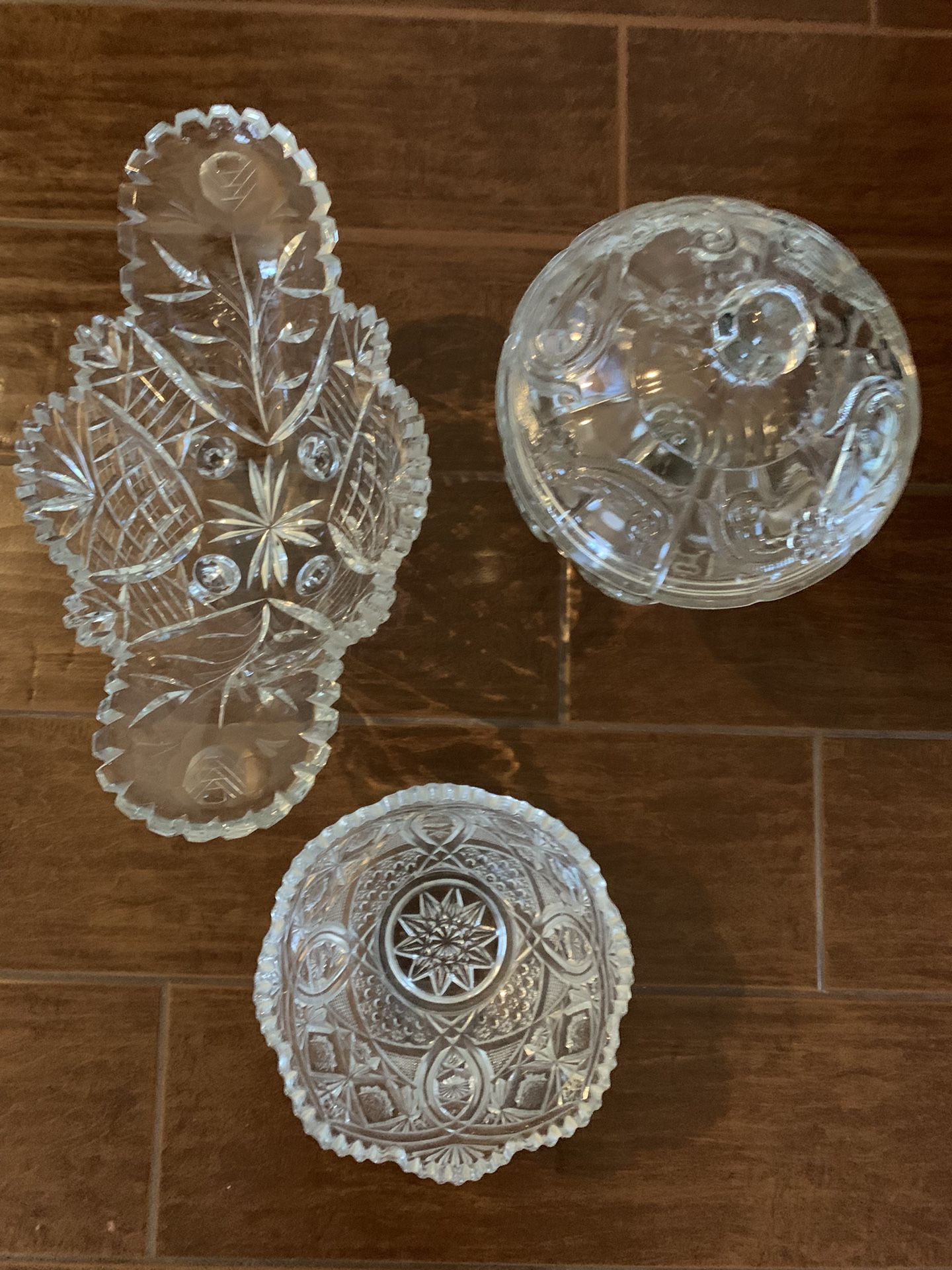 Heavy Antique Glass Dishes / Bowls
