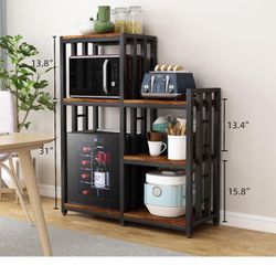 BRIGHTSHOW Kitchen Storage Shelf Bakers Rack, 6-Tier Coffee Bar Table, Kitchen Microwave & Mini Fridge Stand Shelves for Spices, Pots and Pans