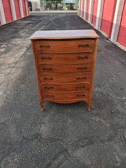 Grand Mothers Vintage Mid Century upright 6 Drawer Wood Chest