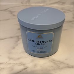 White Barn Sun-Drenched Linen Jar Candle, Fresh Linen Apple Musk, 3-Wick, 14.5oz