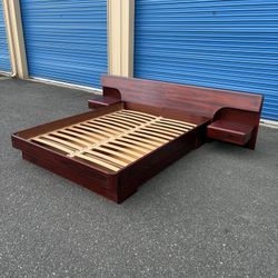 Mid Century Modern Danish Rosewood Queen Size Platform Bedframe With Nightstands By Brouer