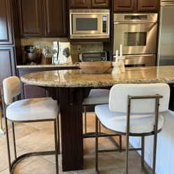 Counter Stool Linen With Brass Frame