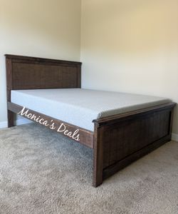 Queen Solid Wood Bed With Memory Foam Mattress $580