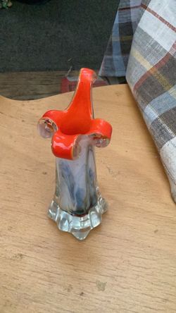 Art Glass Bud Vase Red and Clear