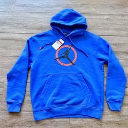 Nike Jordan Flight MVP GFX Blue Fleece Pullover Hoodie Sz Large FB7050-480 New!!