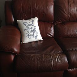 Recliner sofa with two side tables