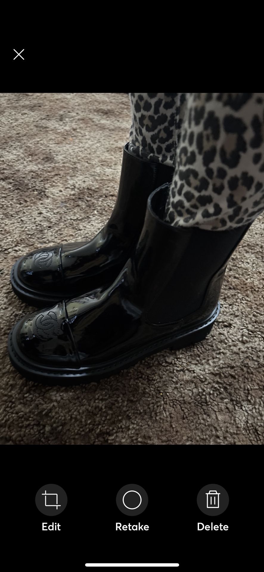 Patent Leather Boots Size: 38 (woman’s 7.5)