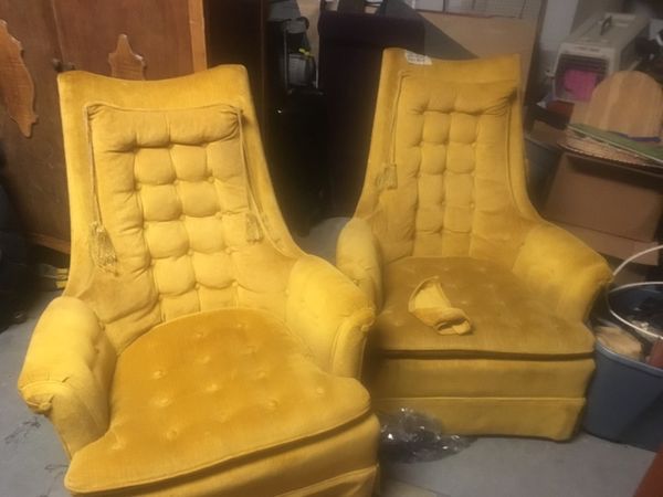 Pair Of 70 S Vintage Gold High Back Chairs For Sale In Charleston Sc Offerup