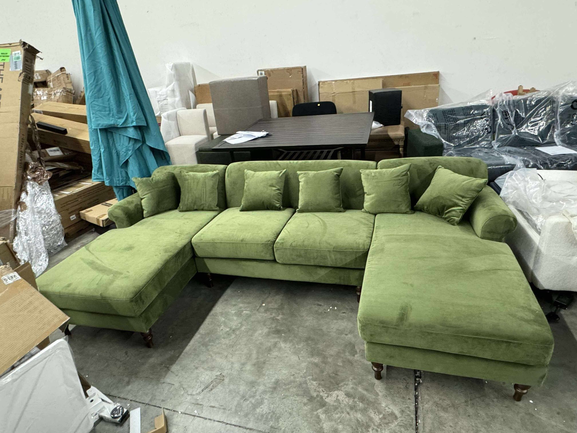 VANOMi Sectional Couches for Living Room, Modern Couch Sectional Sofa (Olive velvet, U shaped)