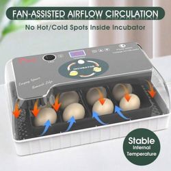Brand New Egg Incubator Clear View, Automatic Egg Turner, Temperature Humidity Control, Egg Candler, Poultry Egg Incubator for Hatching 12-15 Chicken 