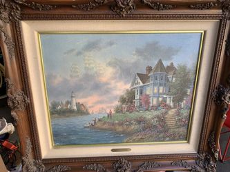 Ginger cottage Marty Bell paintings Dennis lewan x3