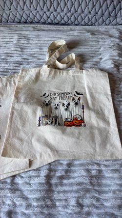 Halloween Ghost Dogs Canvas Tote Bag