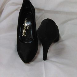YSL Satin Shoe, Black, Size 6 1/2. Made In Italy