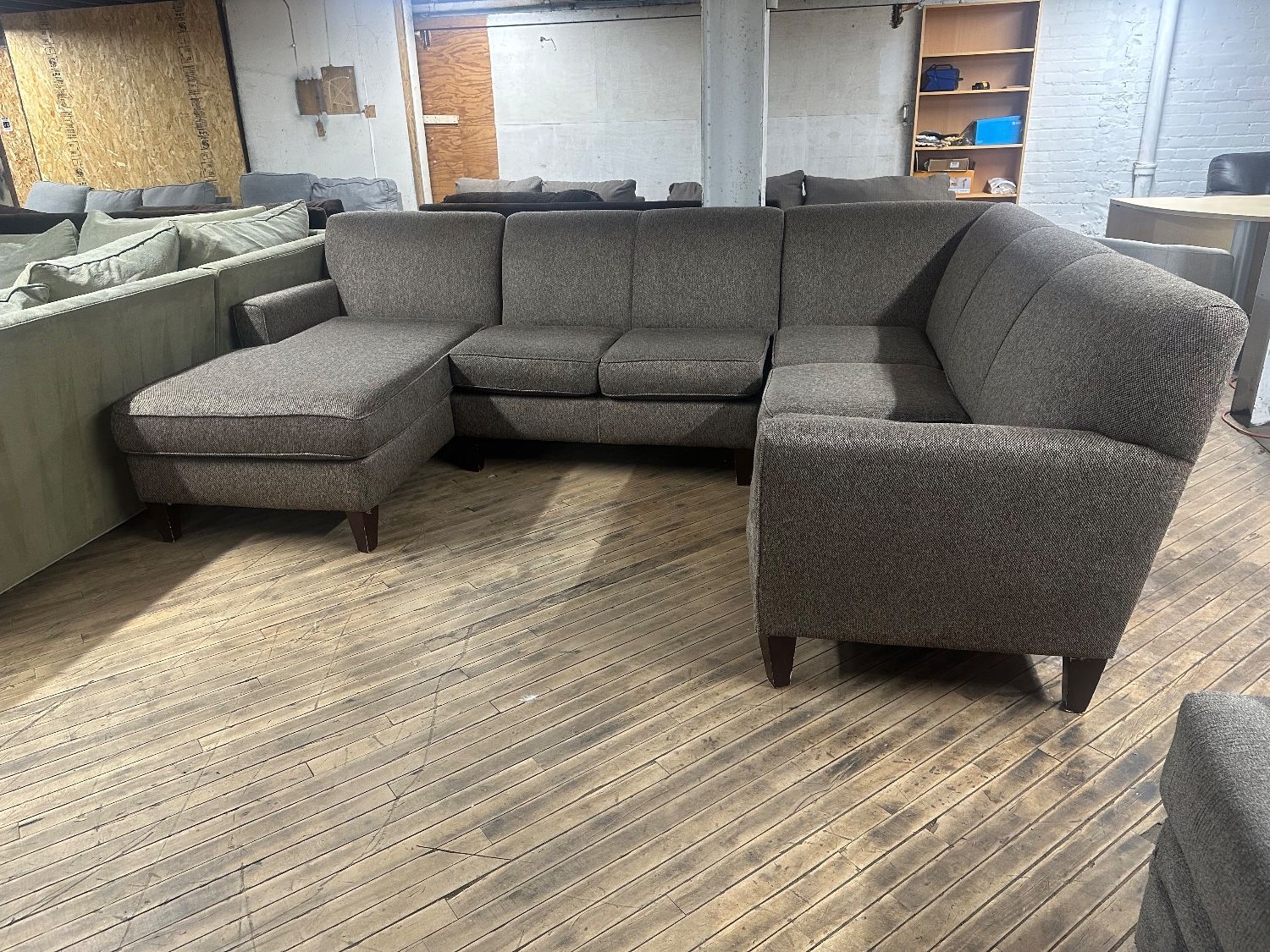 Free Delivery- brown-gray U shaped sectional couch