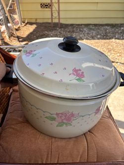 Large Enamel Stock Pot with Lid