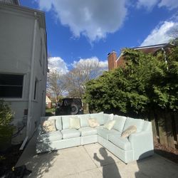 FREE DELIVERY blue Sectional Couch Sofa With Pillows 