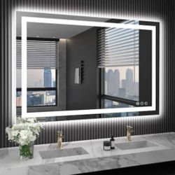 LED MIRROR - 48 x 36 LED Touch Button Bathroom Vanity Mirror, Switchable Color LED with Defogger 48x36