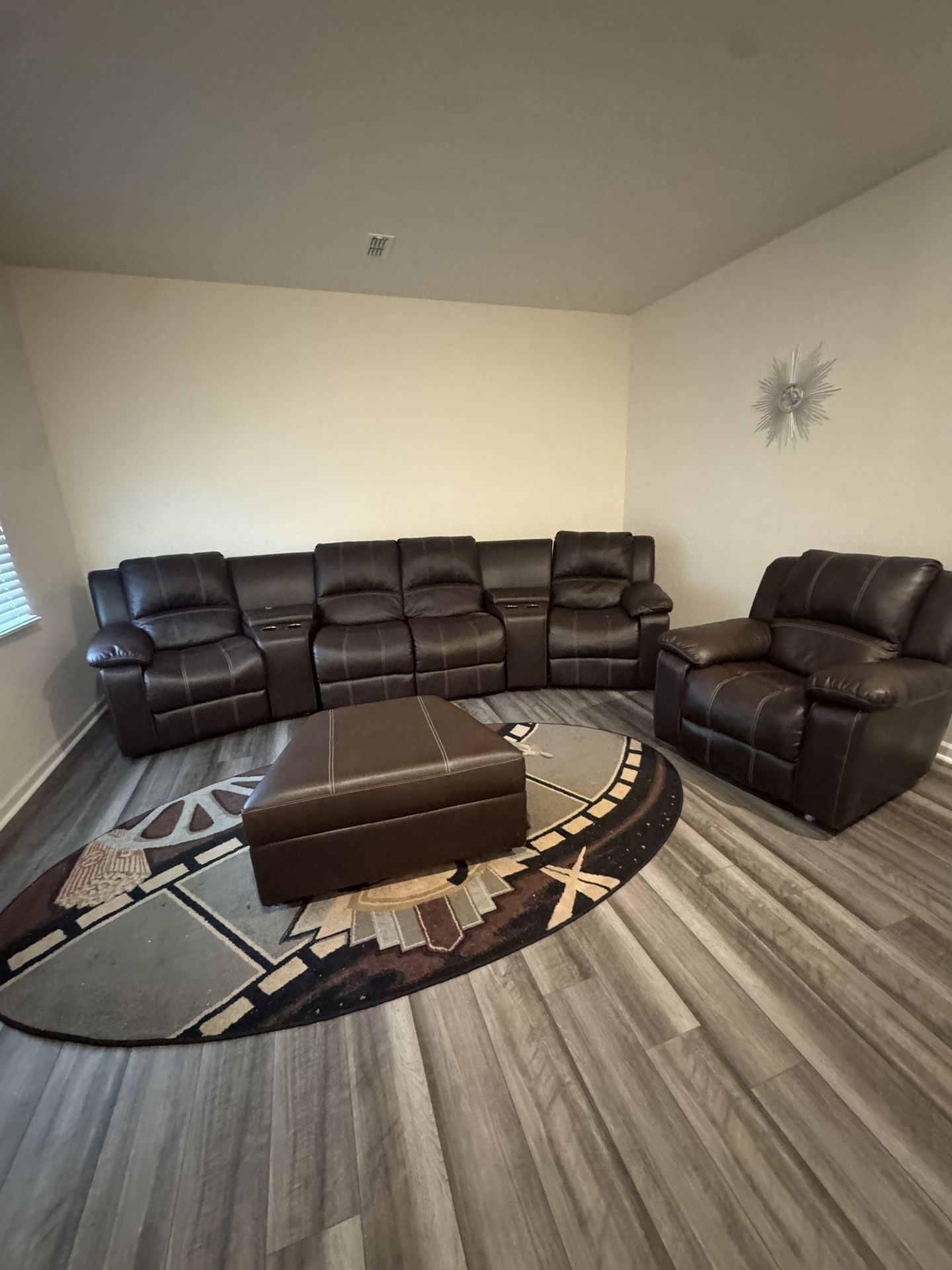 Recliner Couch And Chair With Ottoman And Rug