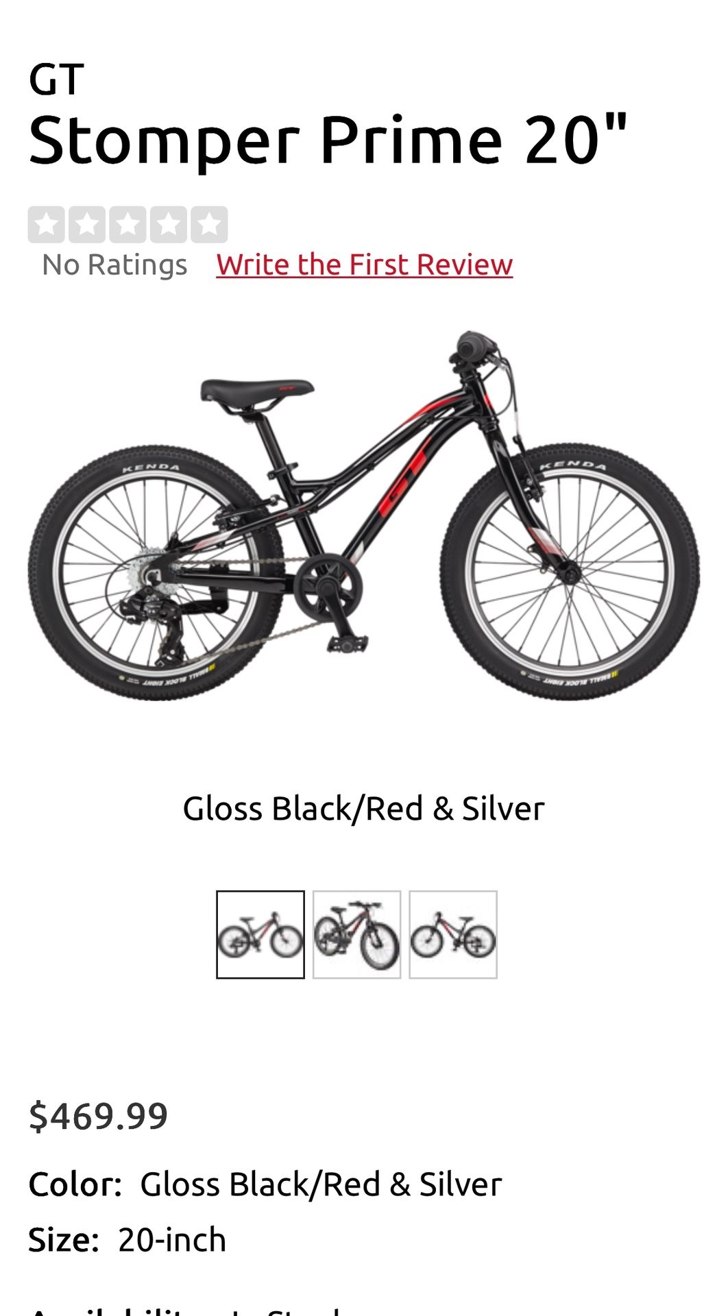 GT stomper Bike 20 Inch For $250 Negotiable