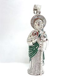 925 Sterling Silver CZ San Judas Pendant 92.70g 193522