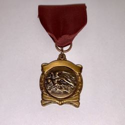 Vintage Bronze Marked Swimming Medals Double Swim, Nice!