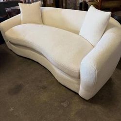  Faux Sheepskin Upholstered Sofa Natural