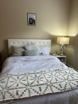 Queen Memory Foam Mattress & Upholstered Storage Bed Frame