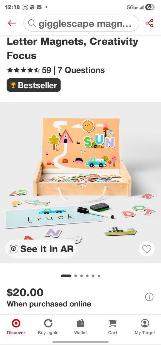 Gigglescape Magnetic Easel And Letter Set 