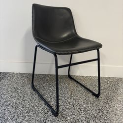 Set Of Six Charcoal Gray Faux Leather Dinette Chairs