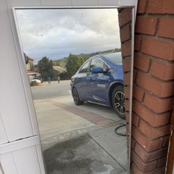 🪞FREE Only If U Can Help Me! Full Length Door Mirror Rectangle Framed 16 x 56 inch Iridescent Silver Metal Frame