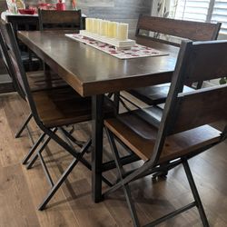 High Table And Chairs 4 Chairs 1 Bench 