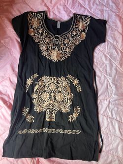 Black and gold Mexican dress