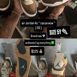 Jordan 4 Cacoa Wow  Size 5Y👟 NEW🧼 OG ALL📲 $125💰