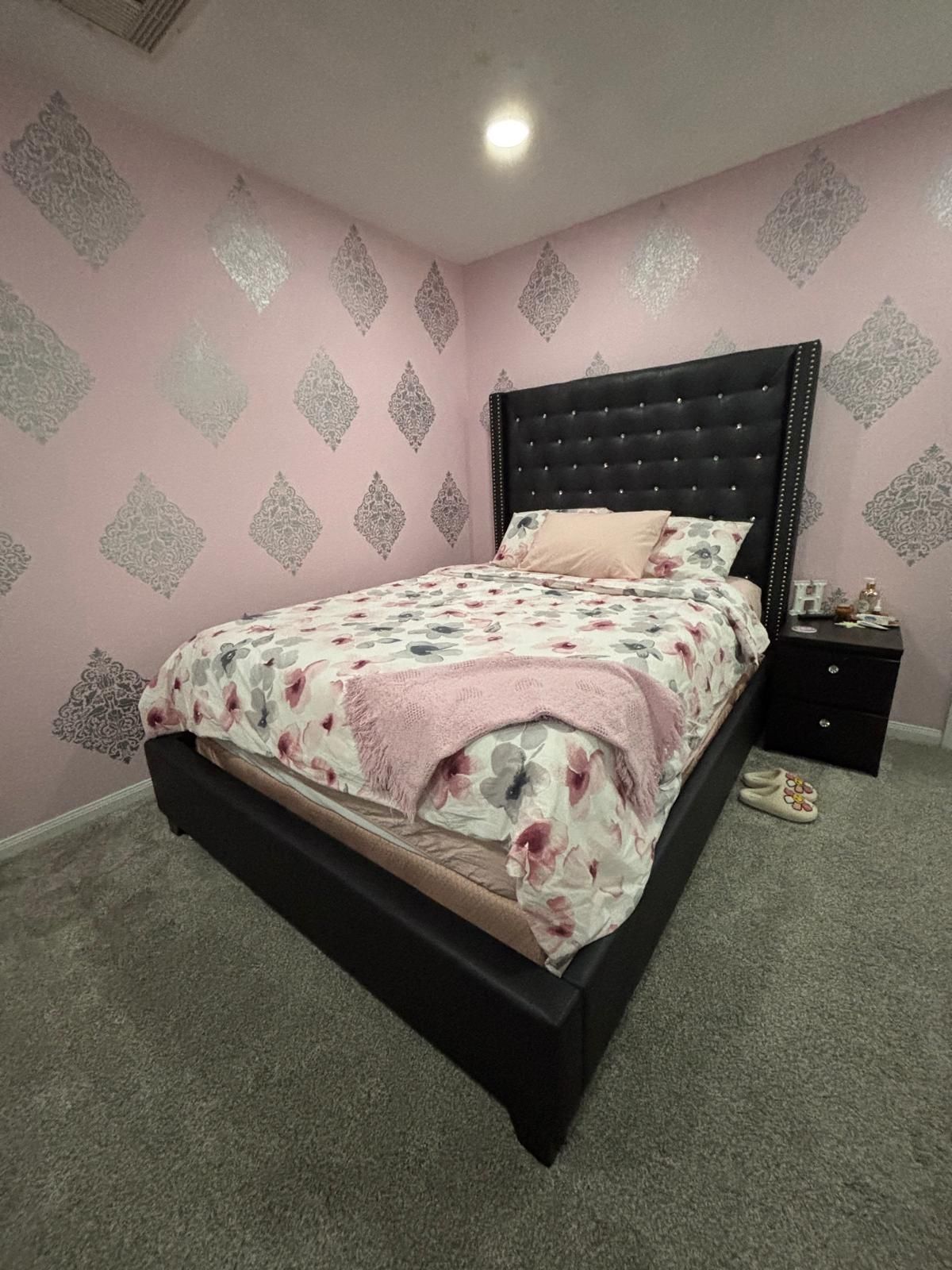 Stylish Black Tufted Bed Frame