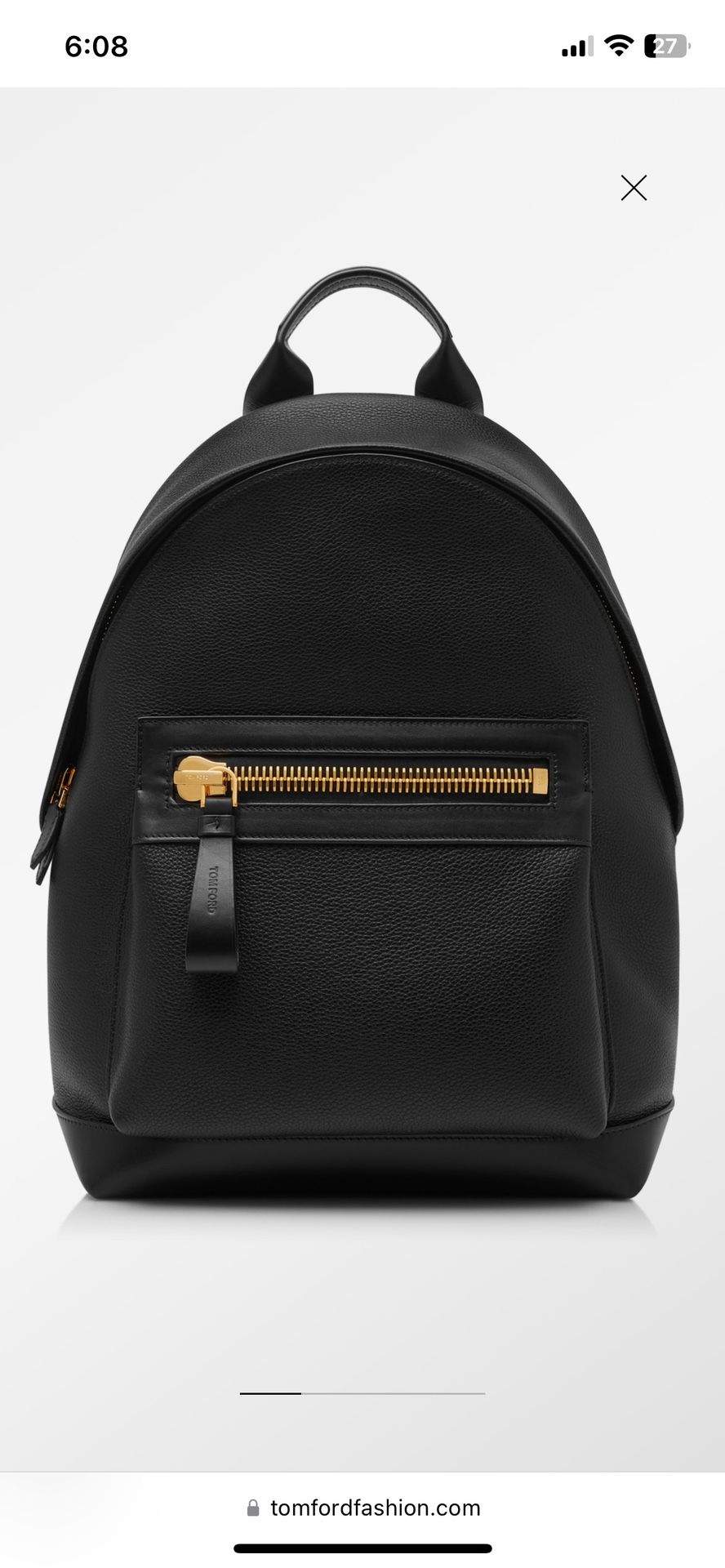 Tom Ford Buckley Black Pebbled Leather Backpack