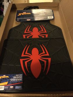 Heavy duty rubber Spider-Man logo car floor mats set