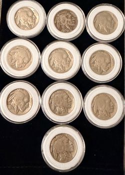 10 coins 5 cents búfalo nickel Indian head