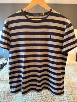 Polo Ralph Lauren Men’s Striped T-Shirt Gray Navy Short Sleeve Size Medium