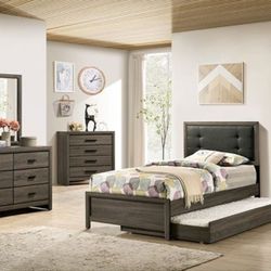 Brand New Cottage Gray, Charcoal 8pc Full Size Bedroom Set 