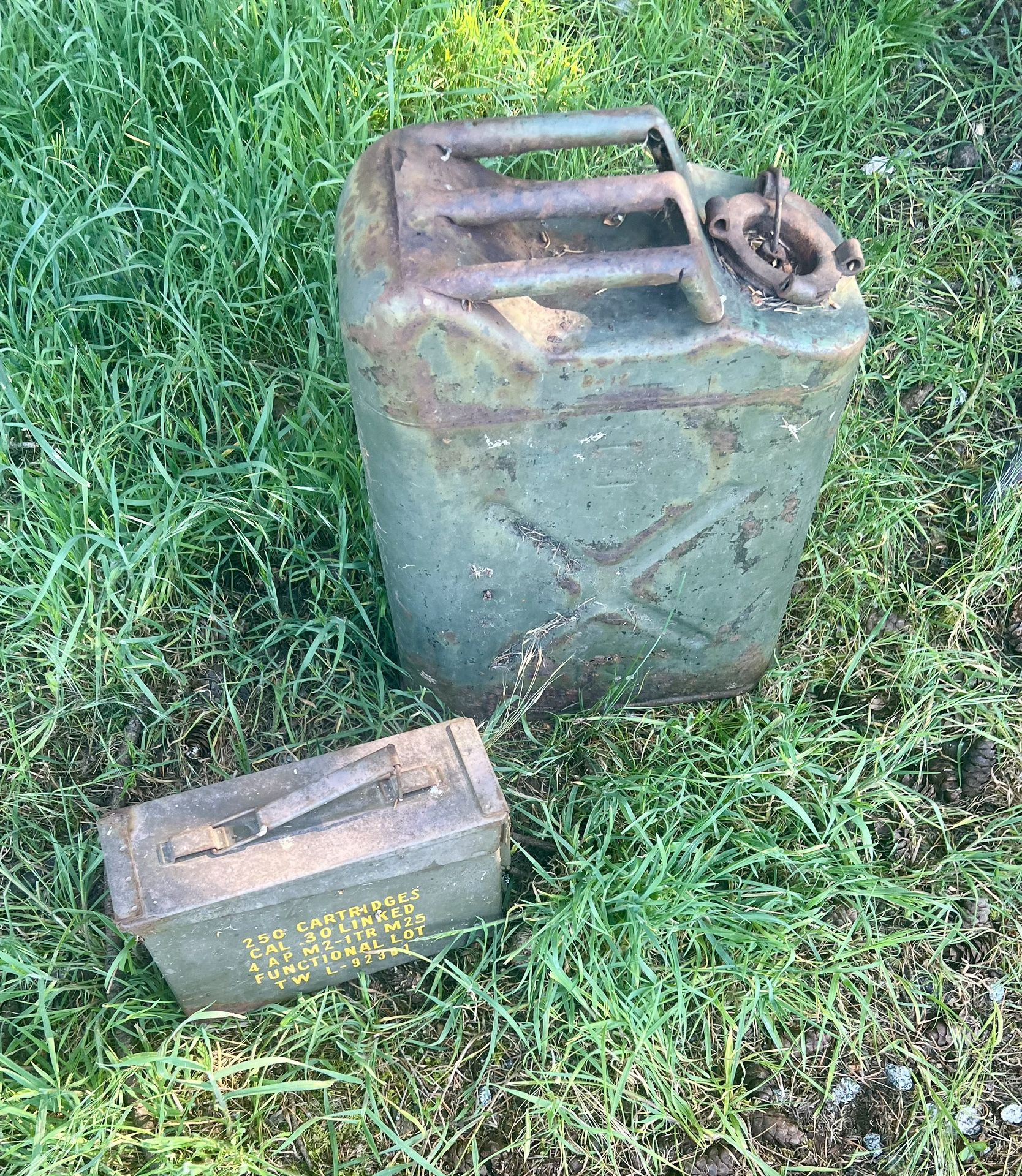 Old Military Gas Can And Ammo Box