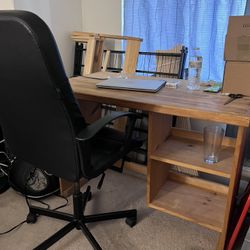 Wooden Desk + Office Chair